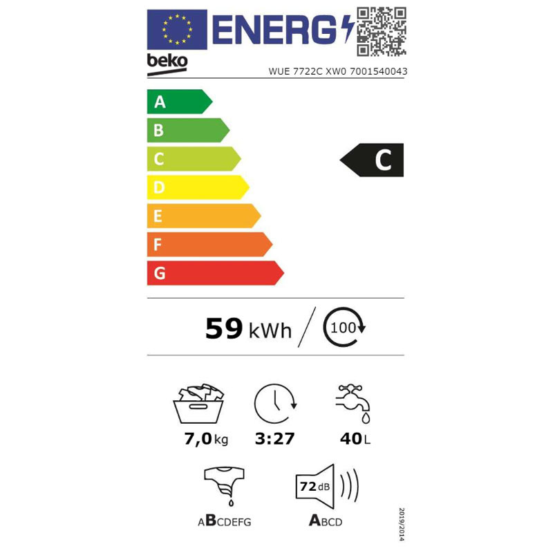 Beko mašina za pranje veša WUE7722CXW0