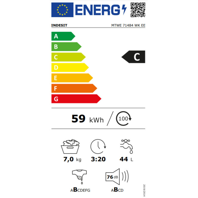 Indesit mašina za pranje veša MTWE71484WK EE